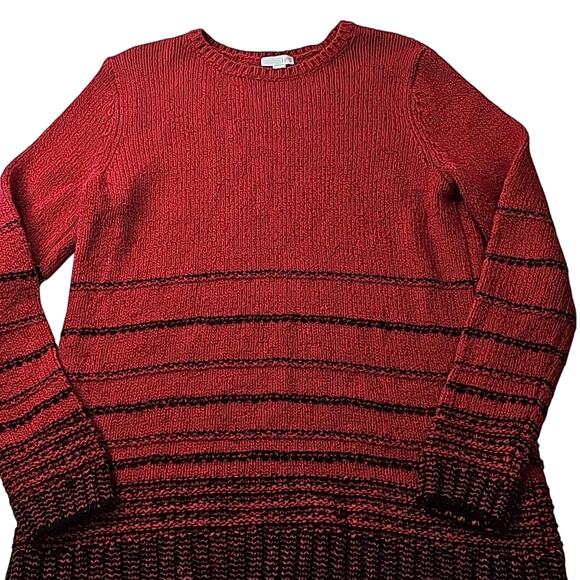J. Jill Womens Sz S Red and Black Wool Blend Crew Neck Grunge  Sweater - Picture 1 of 11